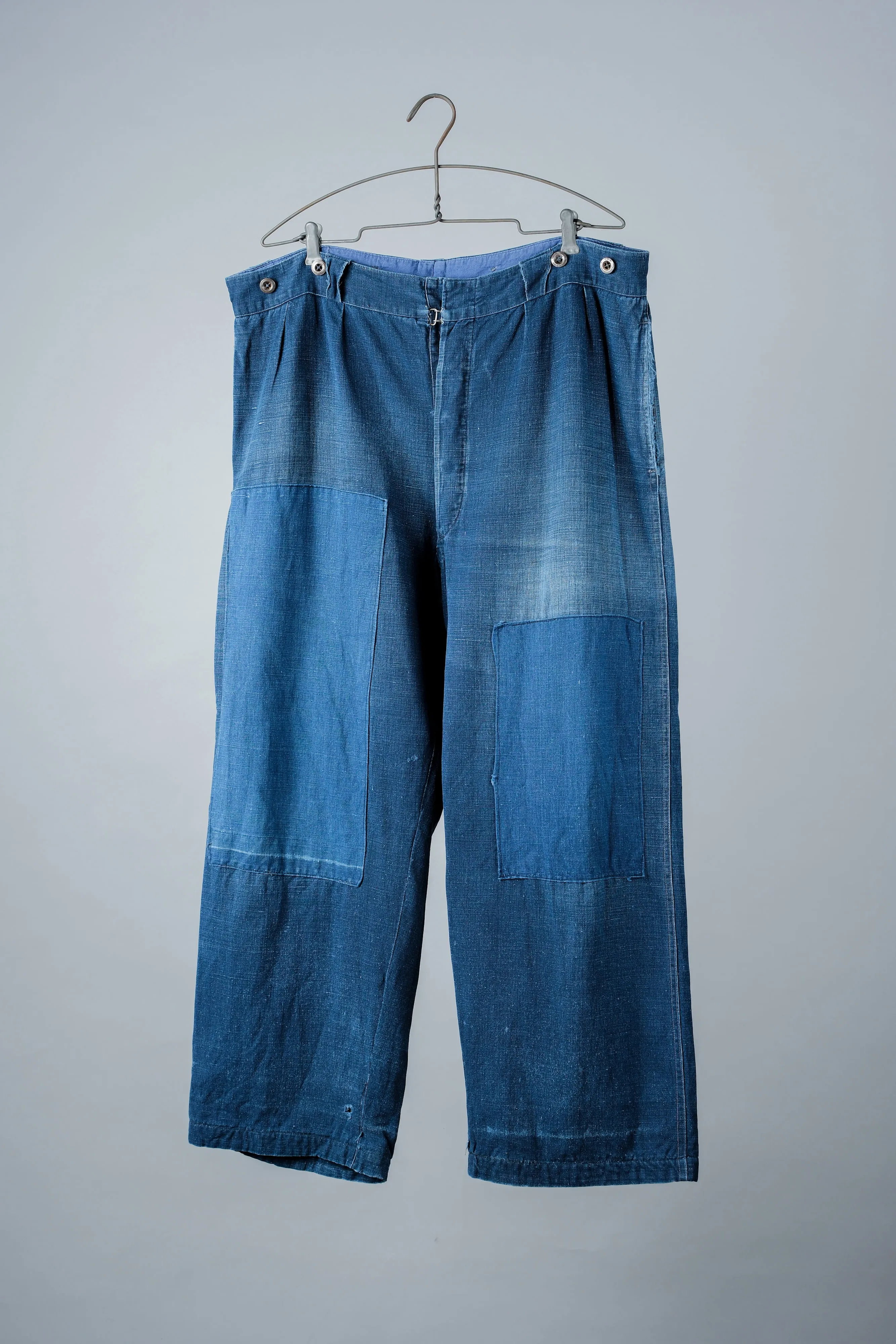 [~ 40's] Pantalon de travail en lin indigo vintage français 
