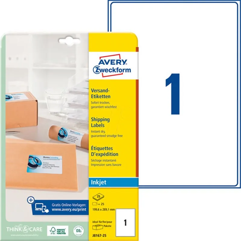 Avery Zweckform étiquettes adresses - 199 -6x289 -1mm - blanches