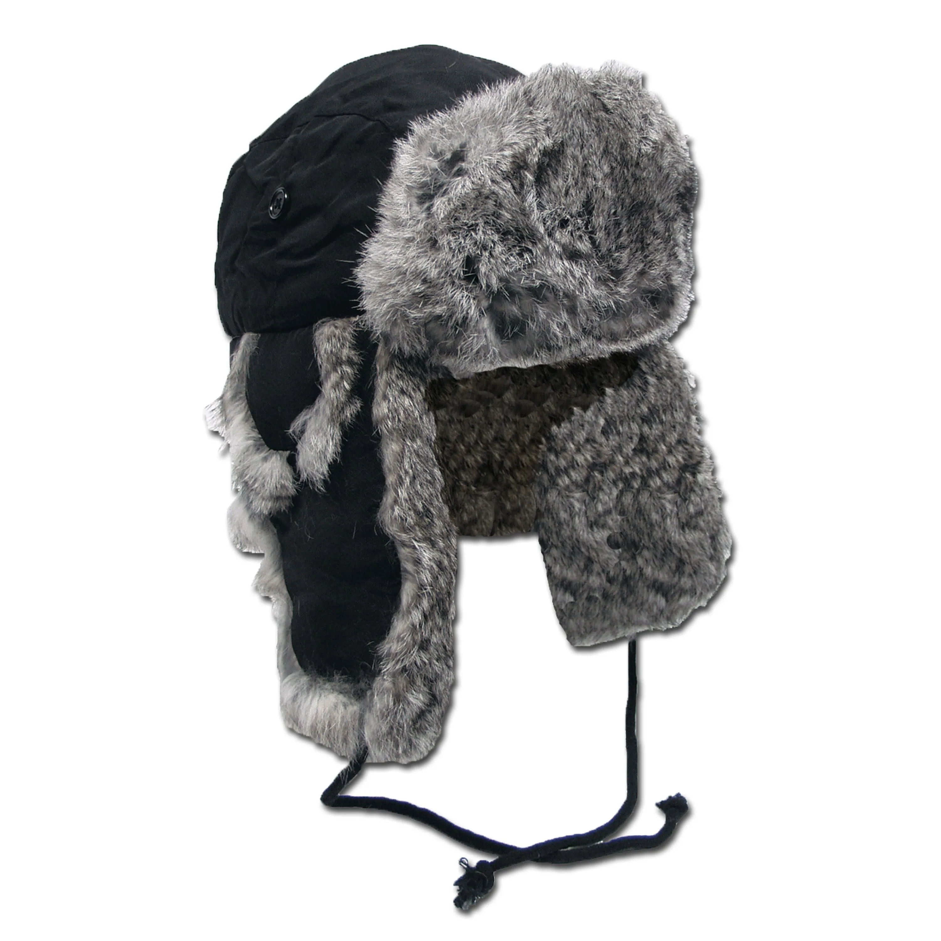 Casquette d'hiver avec fourrure de lapin