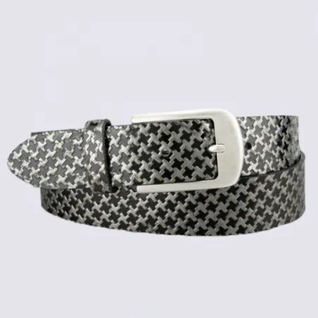 Ceinture pour femme Bernd Götz en cuir noir et argent métallisé I Igert Chausseur & Maroquinier Dannemarie