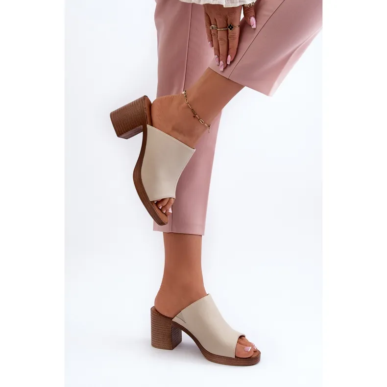 Chaussons femme élégants et légers à talons hauts, Beige Varnila brun