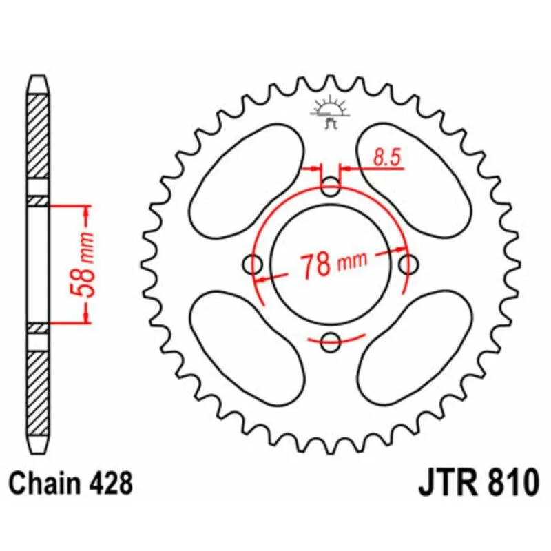 Couronne JT SPROCKETS 47 dents acier pas 428 type 810