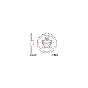Couronne JT Sprockets 53 Dents Acier Pas 428 Type 242 - Couronne