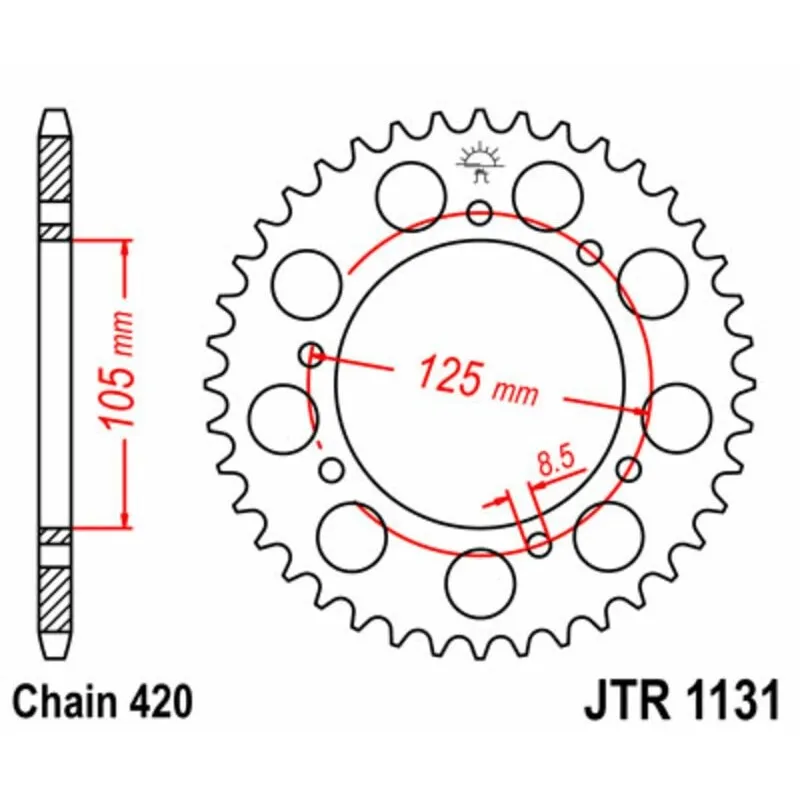 Couronne JT SPROCKETS acier standard 1131 - 420 - piecemotoquad