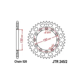 Couronne JT SPROCKETS acier standard 245/2 - 520