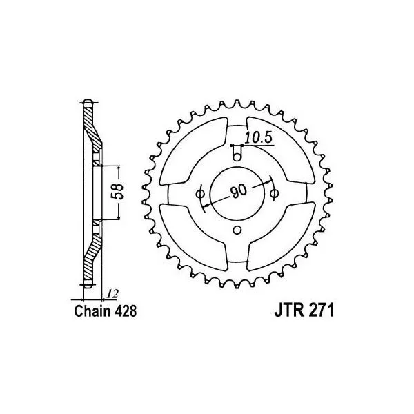 Couronne JT SPROCKETS acier standard 271 - 428