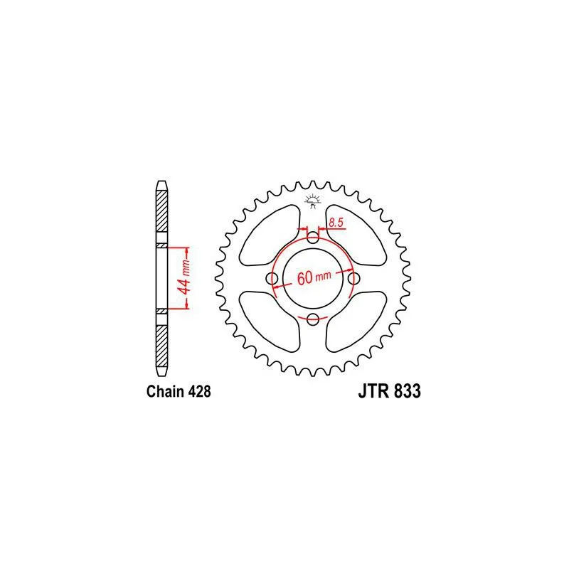 Couronne JT SPROCKETS acier standard 833 - 428