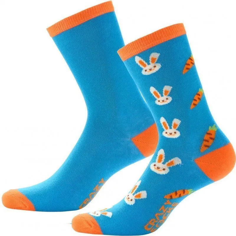 CRAZYSOCKS 2 paires Chaussettes Homme Coton Bio ANIMA Lapin Bleu