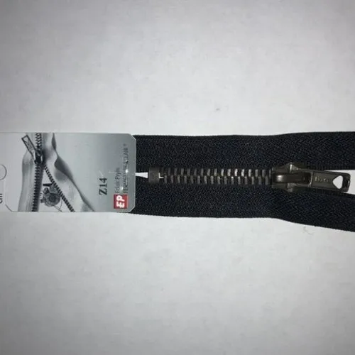 Fermeture éclair 12 cm non séparable métal solide noir 460 z14 6mm jean, jeans, pantalon...