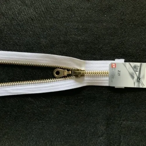 Fermeture éclair 35cm séparable métal blanc 400 z19 6mm blouson, manteau, veste...