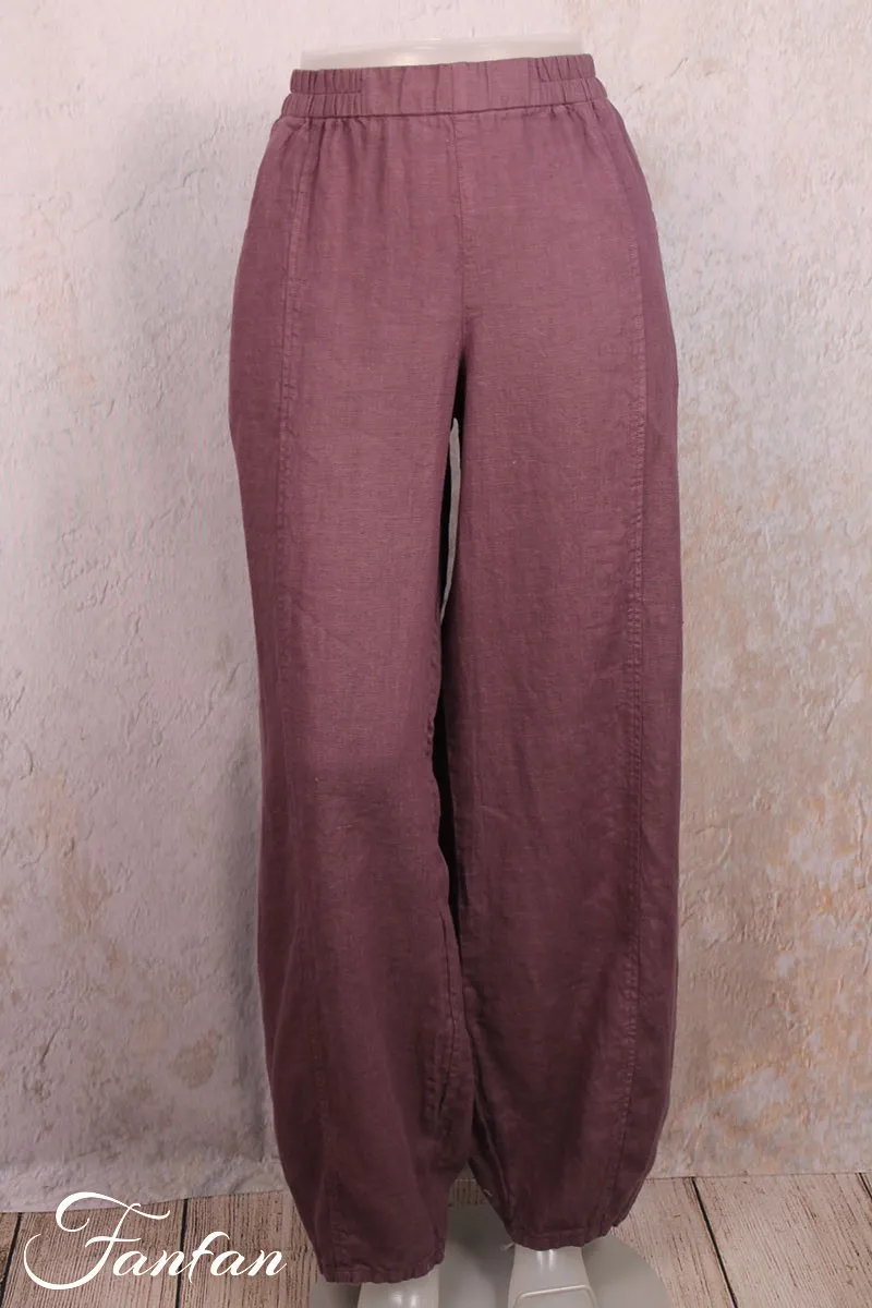 Grizas Pantalon en Lin mauve 3178/2-L257