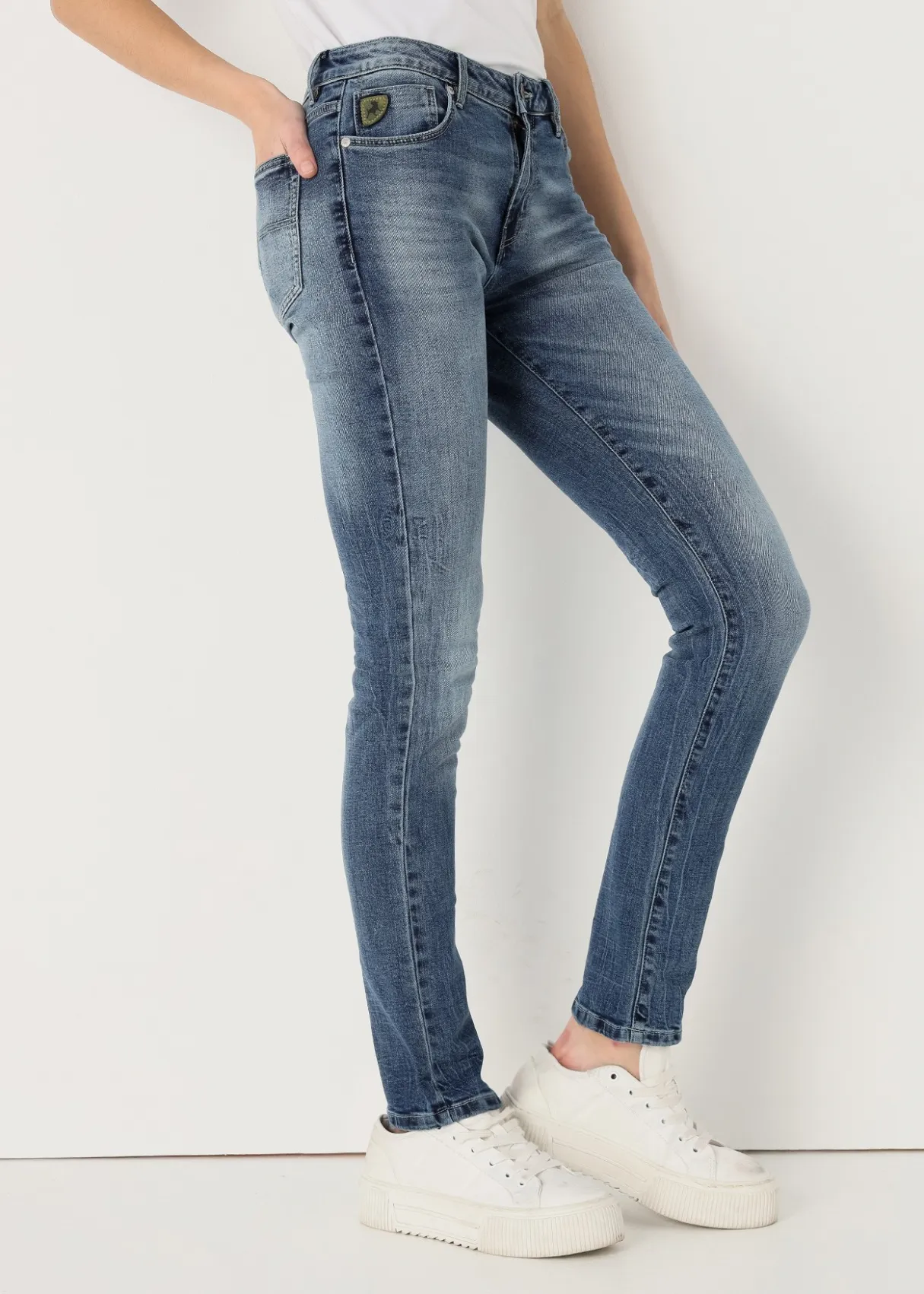 Jeans Délavage Bleu médium Coupe Skinny  Taille Basse