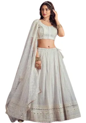 Lehenga designer blanc cassé Hena
