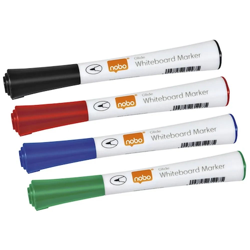 Marqueur effaçable nobo glide pointe ogive 1mm pochette de 4 couleurs assorties
