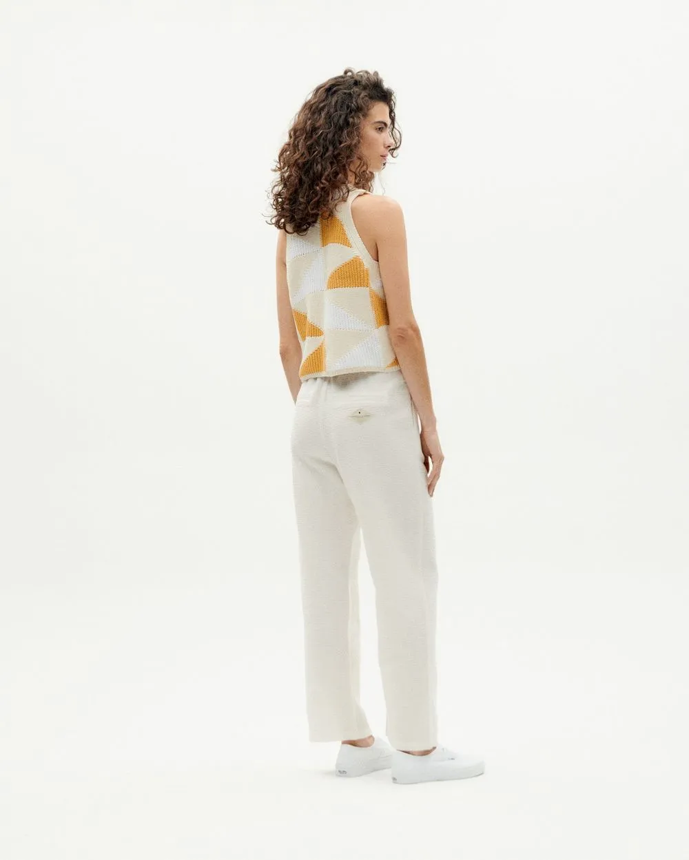 Pantalon ample en coton bio | écru "undyed loop mariam pants" femme