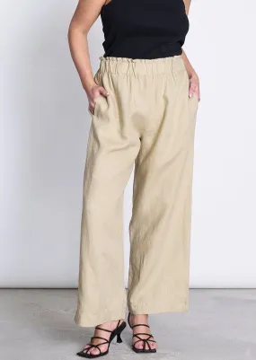 Pantalon ample en lin | beige "beveren sand" femme - Jan'n June