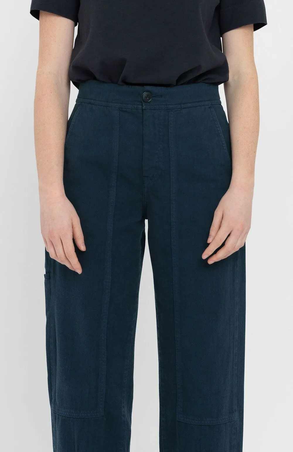 Pantalon ballon en coton bio | bleu "simone dark blue" femme