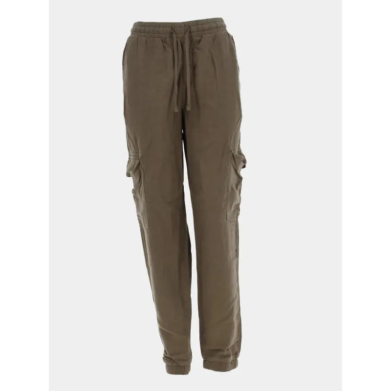 Pantalon cargo en lin maya kaki femme - Teddy Smith | wimod