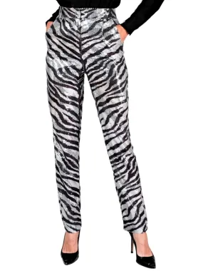 Pantalon Crayon Femme à Sequin Argent : Élégance et Glamour pour Soirées Festives