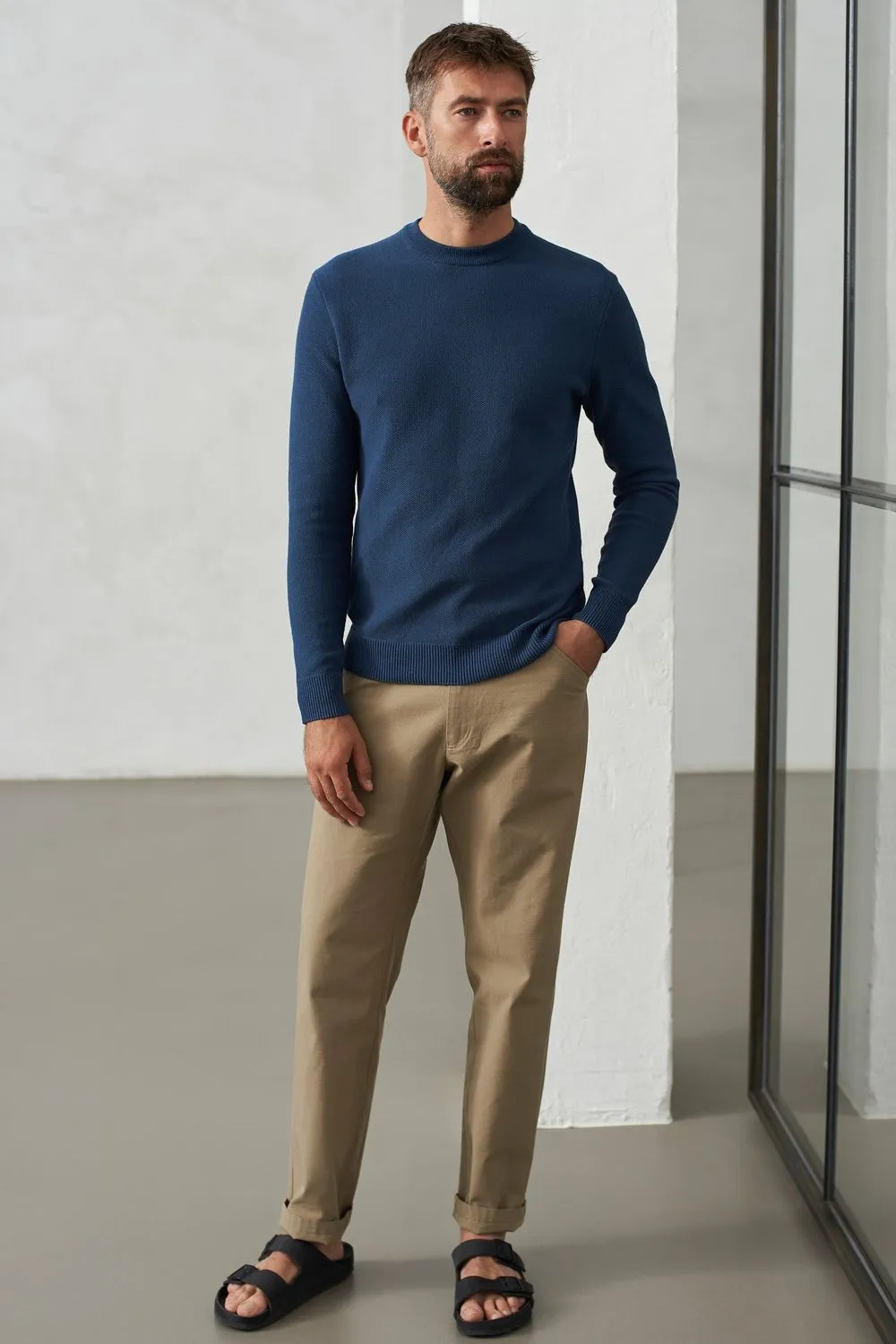 Pantalon droit en coton bio | beige "olf ref eco ripstop pale khaki" homme