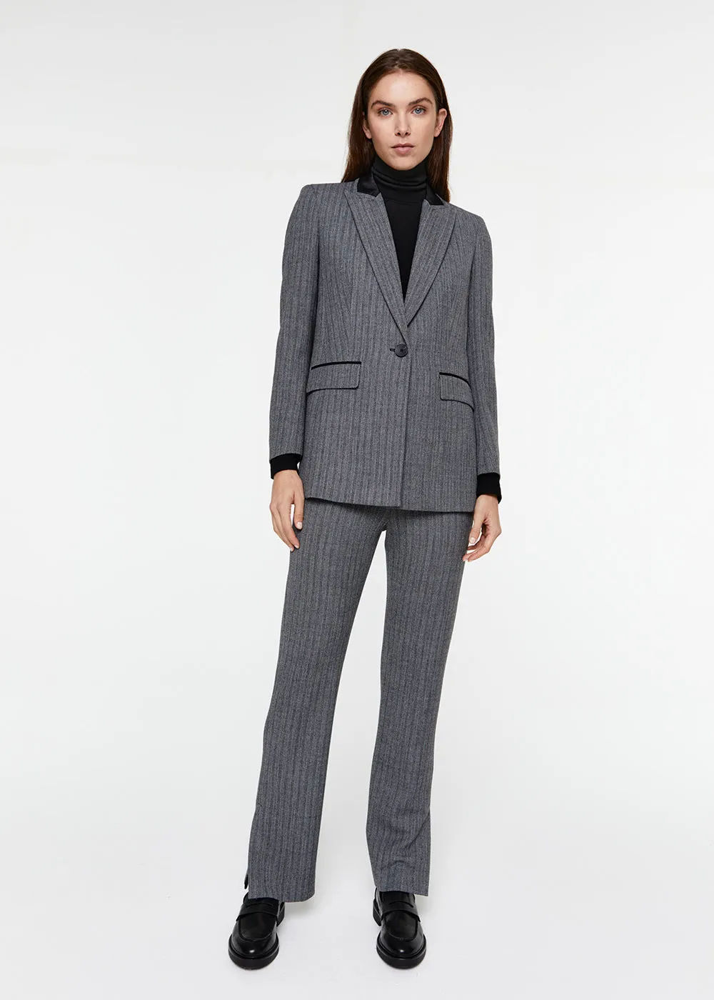 Pantalon droit fendu sur le côté gris