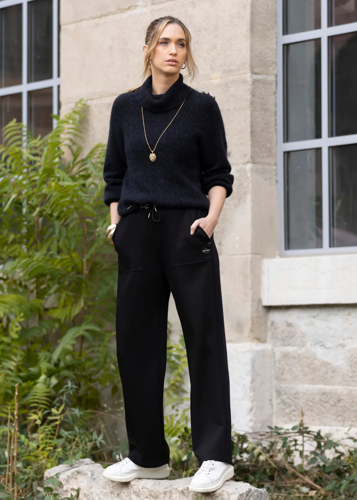 PANTALON DROIT À POCHES ANDY NOIR