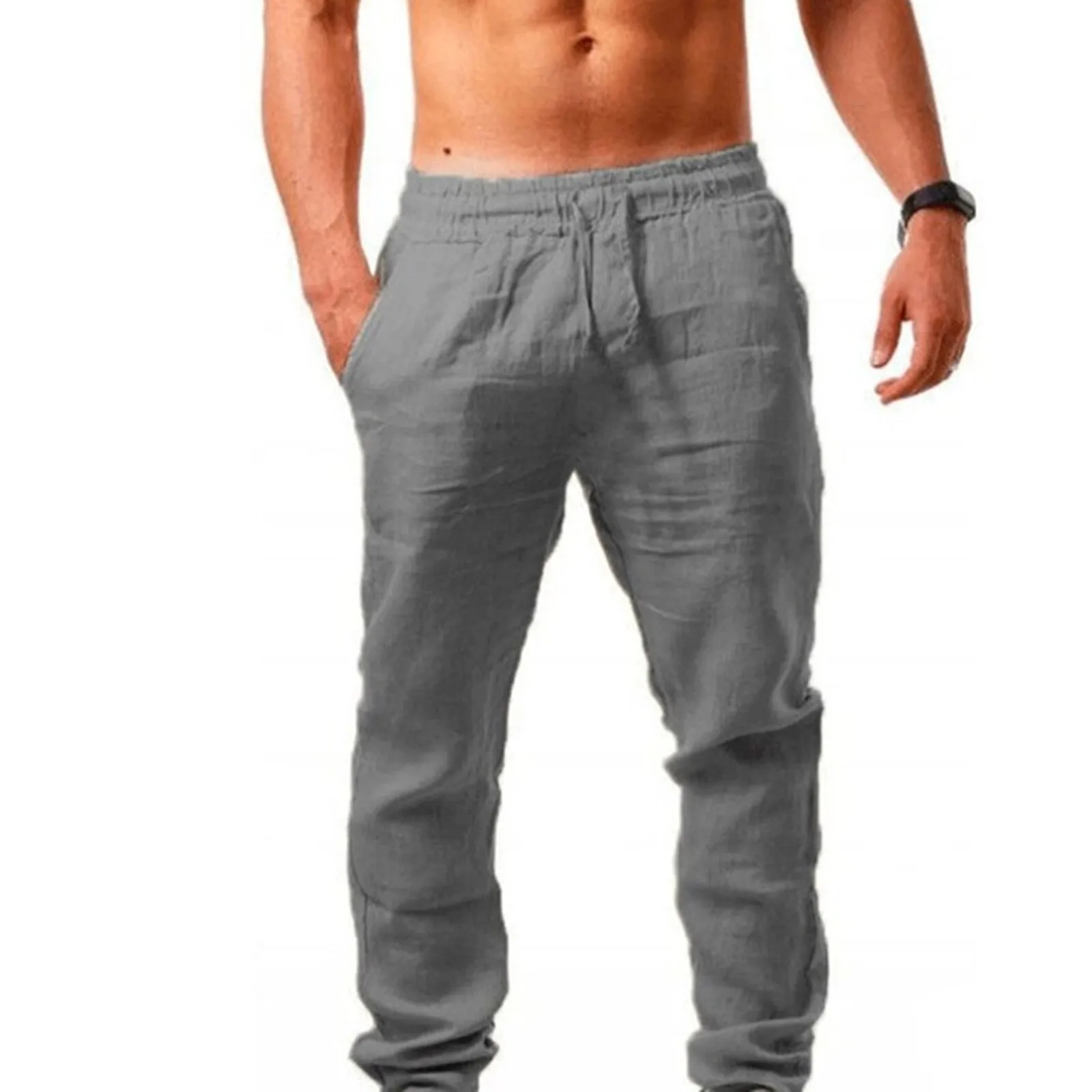 Pantalon en coton et lin pour homme