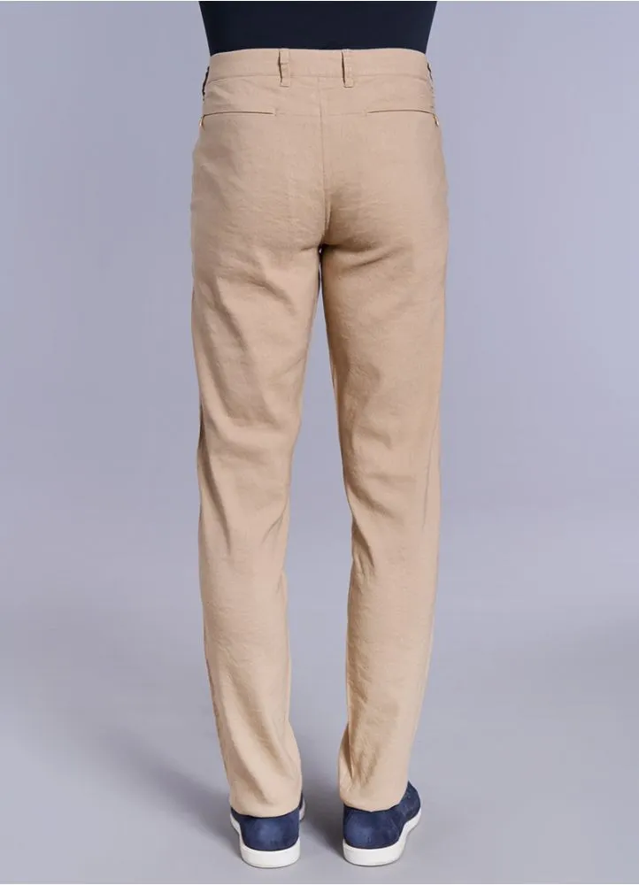 PANTALON EN TOILE STRETCH DE LIN-VISCOSE 