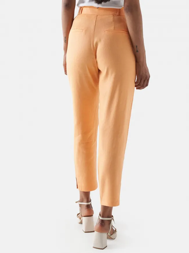 Pantalon fluide en lin orange femme - Salsa | wimod