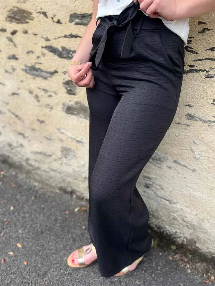 Pantalon fluide marine NINON - Prêt à porter femme Cléstyle Couleur Noir XXS à 6XL S
