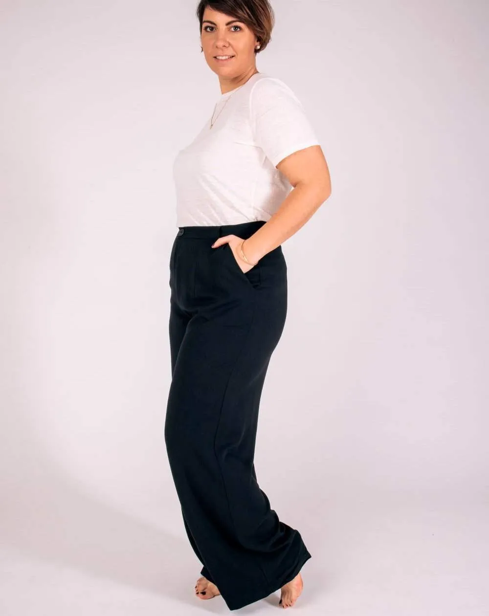 Pantalon large coupe Dad Zhéa en EcoVero noir
