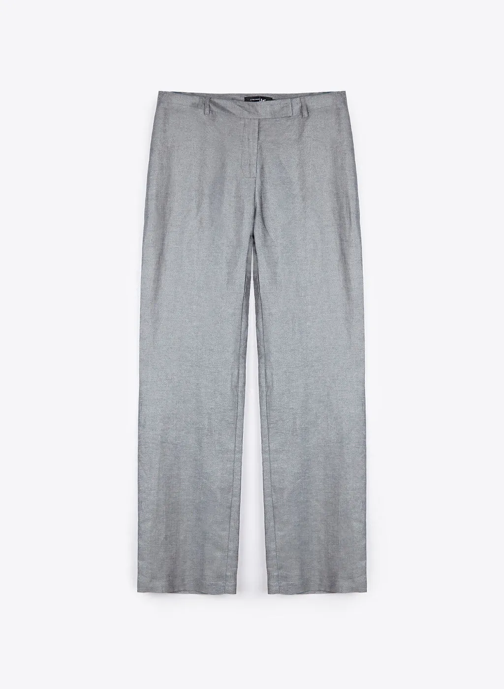 Pantalon Loca gris en lin et lurex