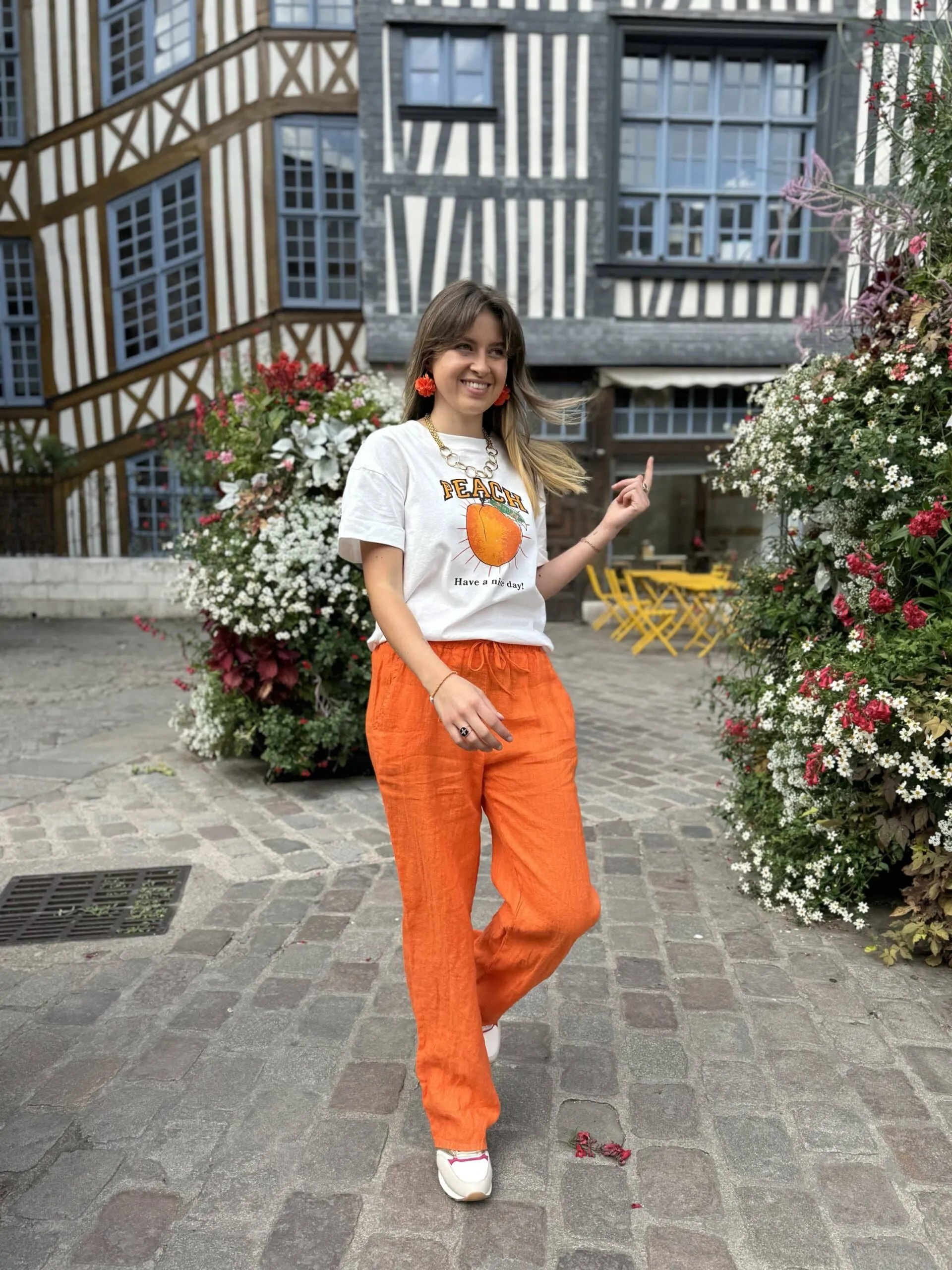 Pantalon orange en lin | Concept Store En Ligne | Jade & Lisa