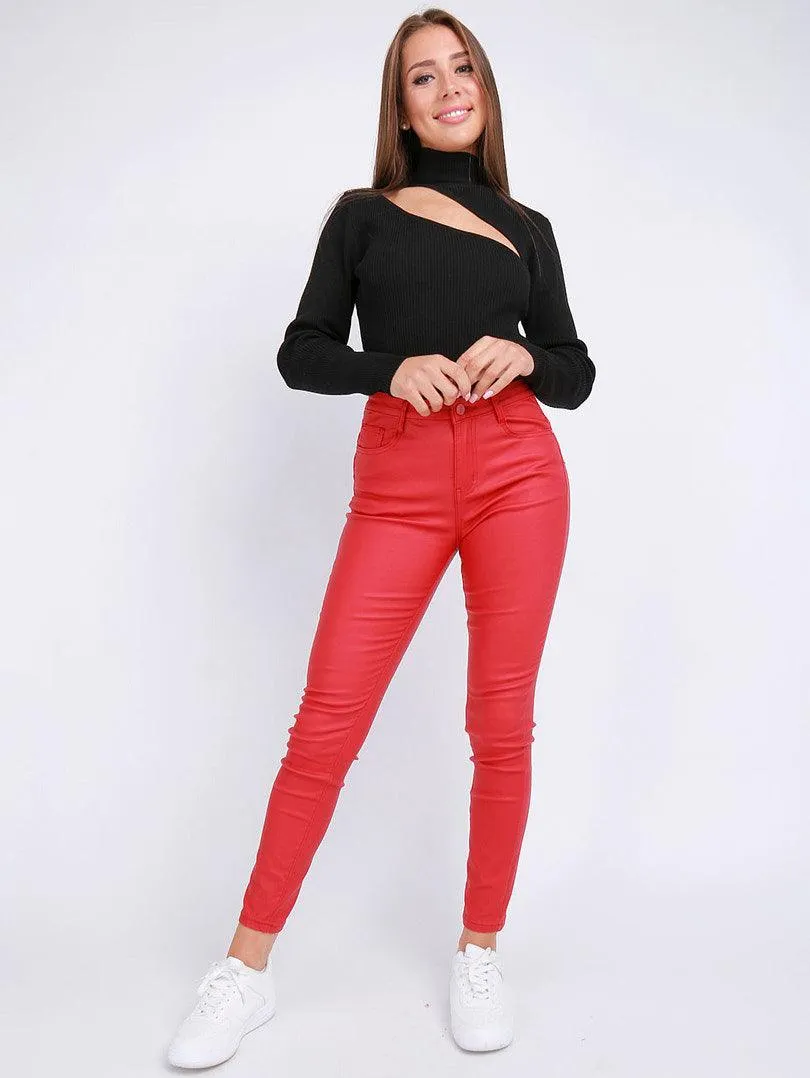 Pantalon slim en simili cuir