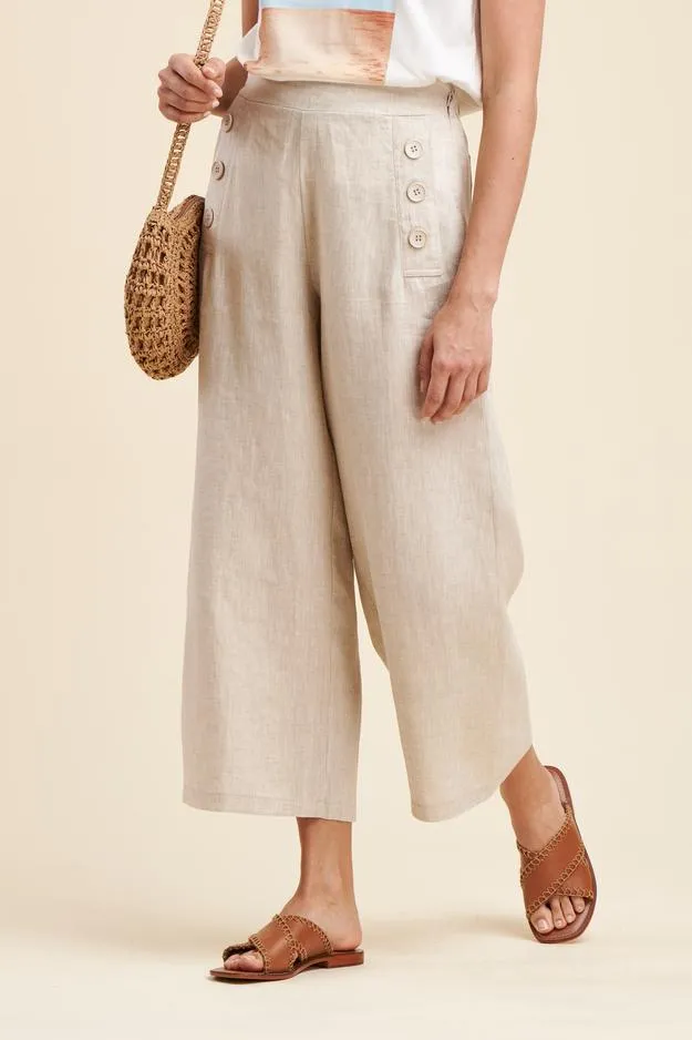 Pantalon à ponts en lin -  XL/42
