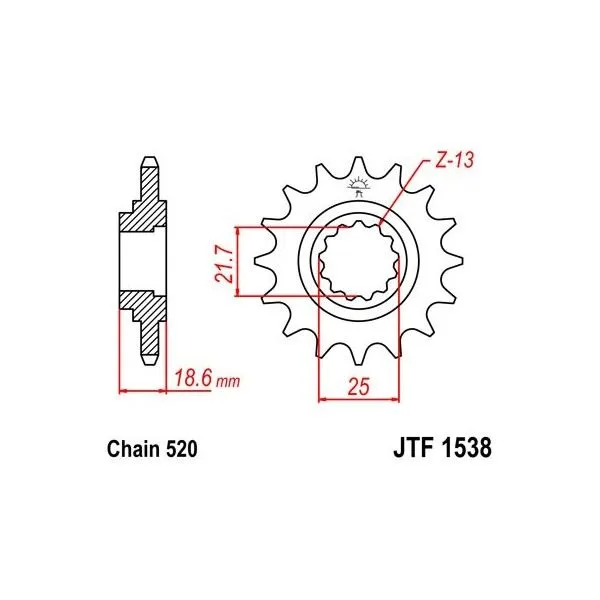 Pignon JT SPROCKETS acier standard 1538 - 520
