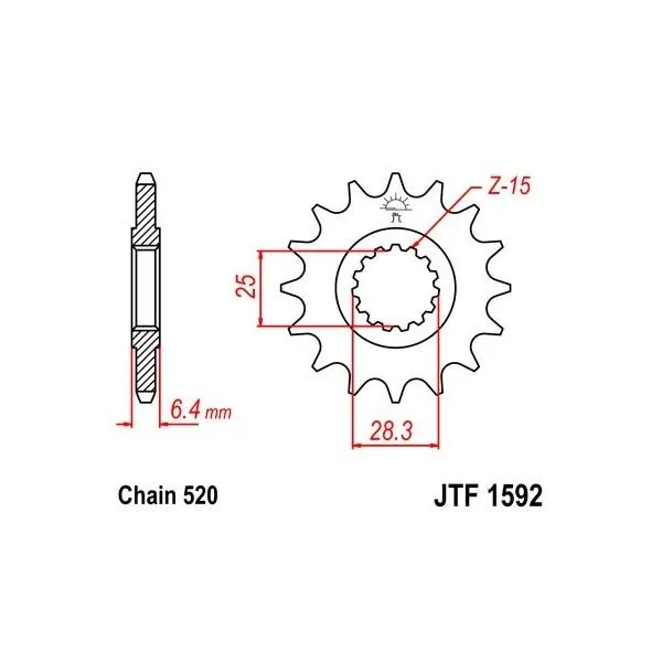 Pignon JT SPROCKETS acier standard 1592 - 520