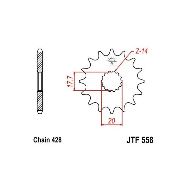 Pignon JT SPROCKETS acier standard 558 - 520