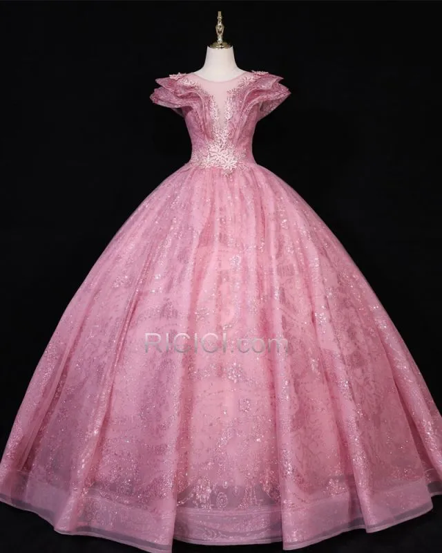 Princesse Robe De Ceremonie Longue Robe Quinceanera Scintillante Robe Confirmation Dos Nu Élégant Perlage Glitter Robe De Bal Lu