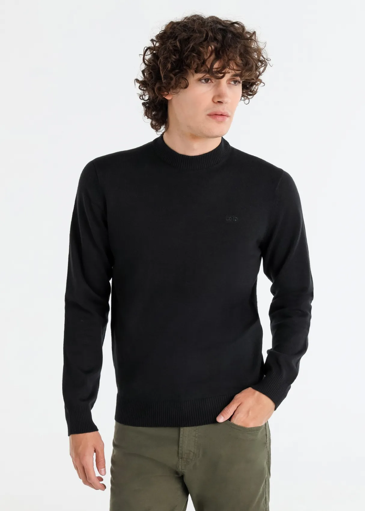 Pull  Basique Semi-montant  logo brodé