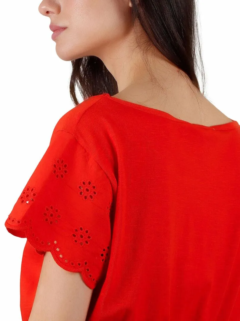 Robe estivale manches courtes Fleur D'Eté - Rouge