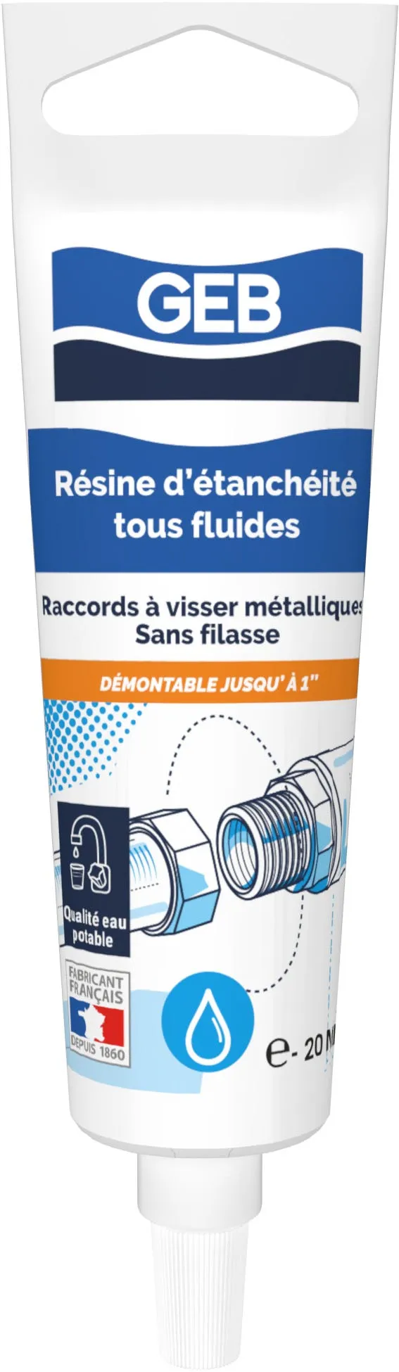 Résine d'étanchéité tous fluides raccord à visser métal 20ml