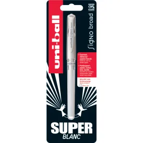 Stylo gel broad blanc - Pointe 1mm écriture large