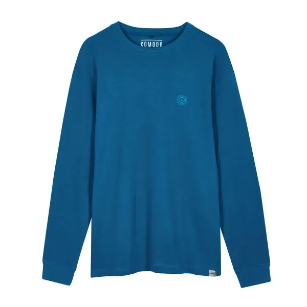 T-shirt à manches longues en coton bio bleu sarcelle pour homme - Hakon