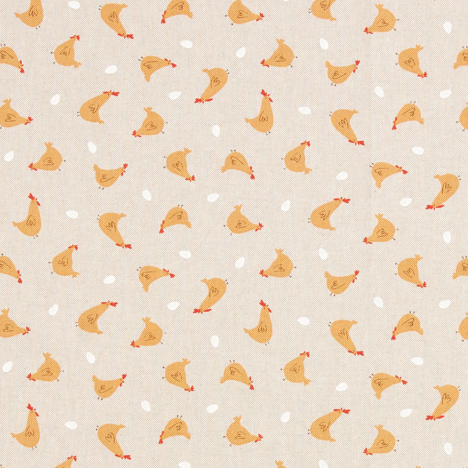 Tissu de décoration Semi-panama Petits poulets – nature/jaune curry