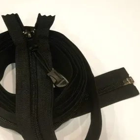 Tres longue fermeture eclair noire de 182 à 340 cm glissiere nylon à spirale 6 mm séparable