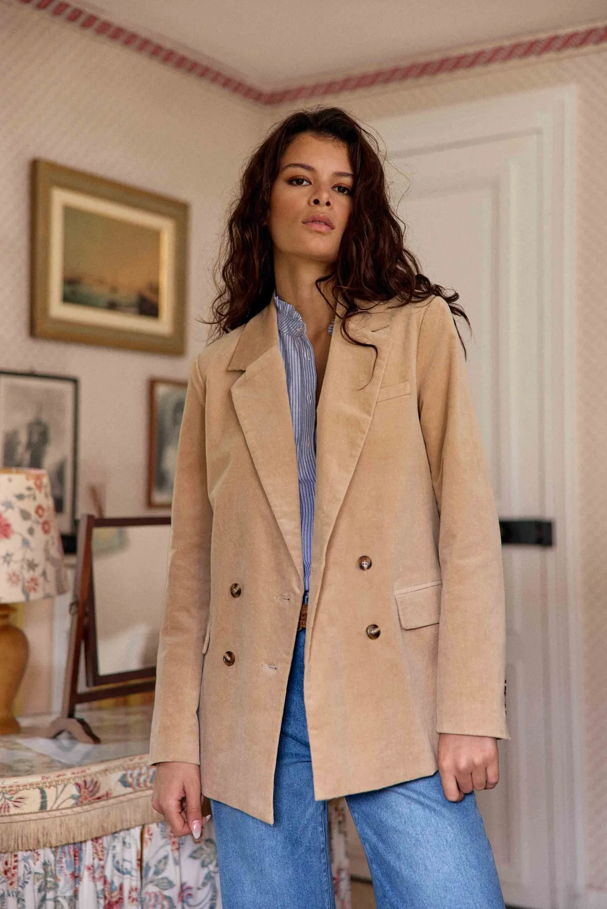 Veste en velours beige - Victoire